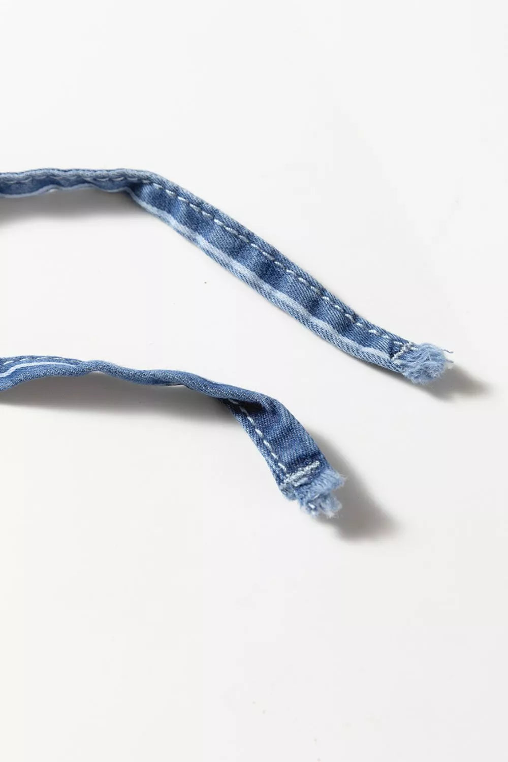 Stripe Chambray Wide Leg Tied Elastic Waist Jeans 