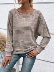 Ribbed Round Neck Long Sleeve Top 