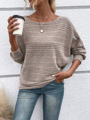 Ribbed Round Neck Long Sleeve Top 