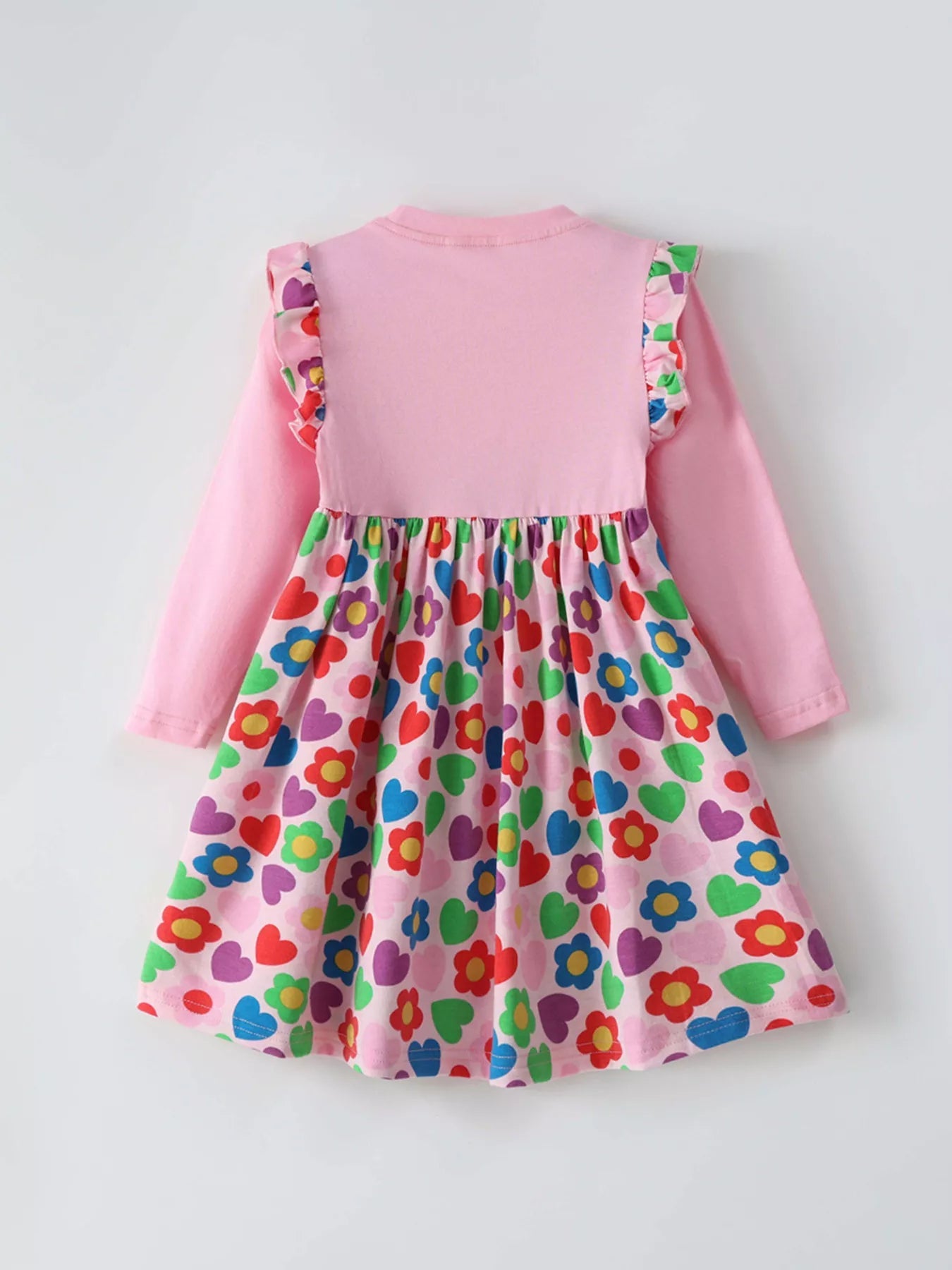 Children's Ruffled Printed Long Sleeve Dress 