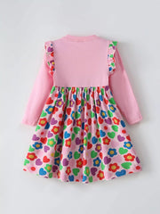Children's Ruffled Printed Long Sleeve Dress 