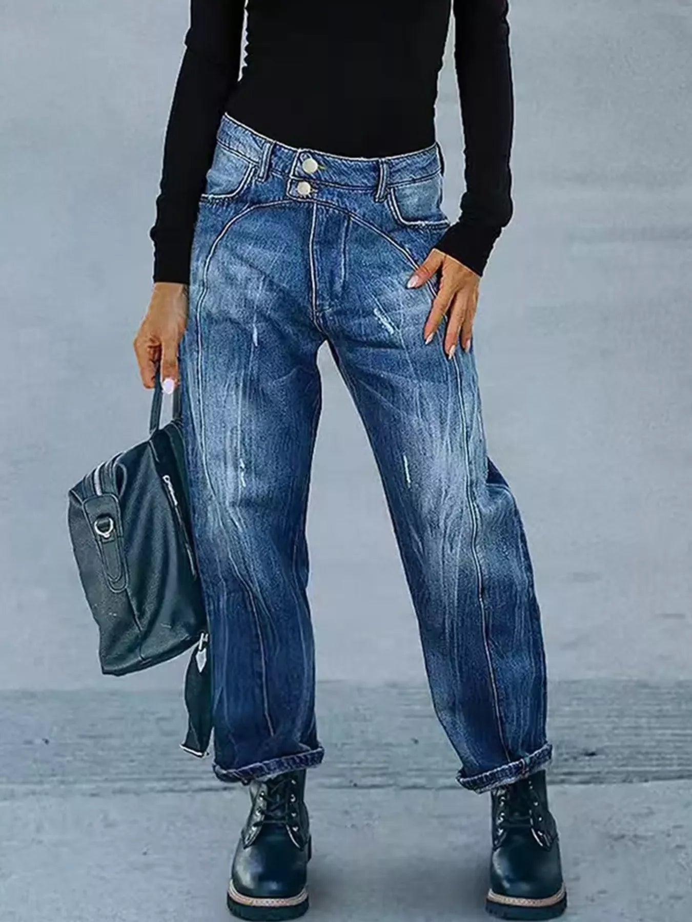 Wide Leg Jeans with Pockets 