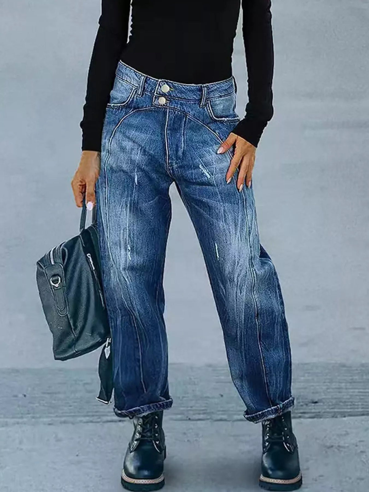 Wide Leg Jeans with Pockets 