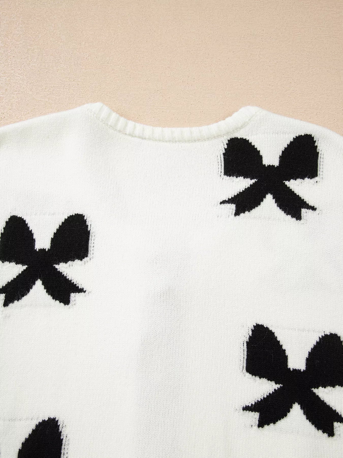 Tie Front Bow Pattern Cardigan 