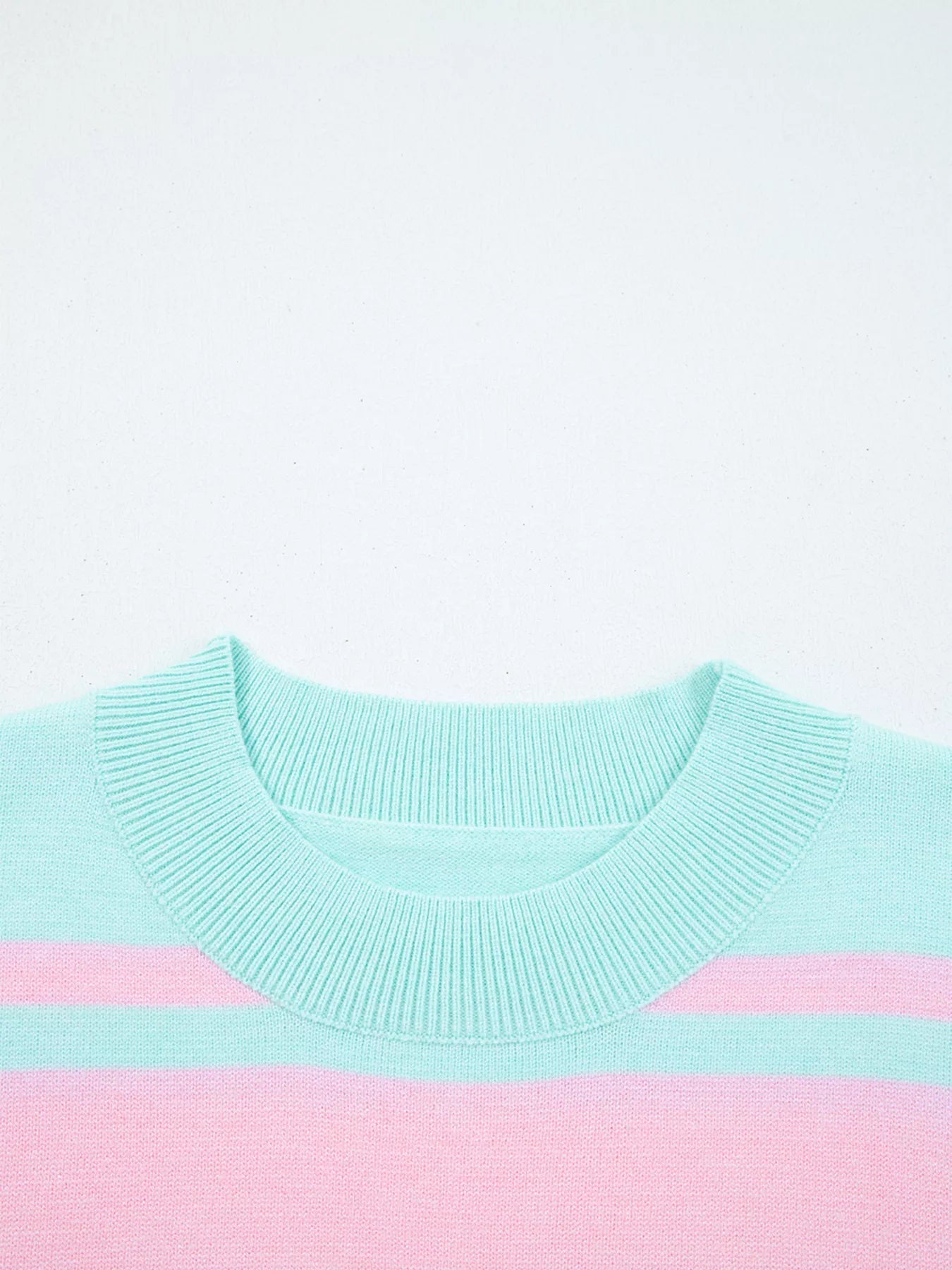 Multicolour Striped Knit Ribbed Trim Boxy Fit Cropped Sweater 