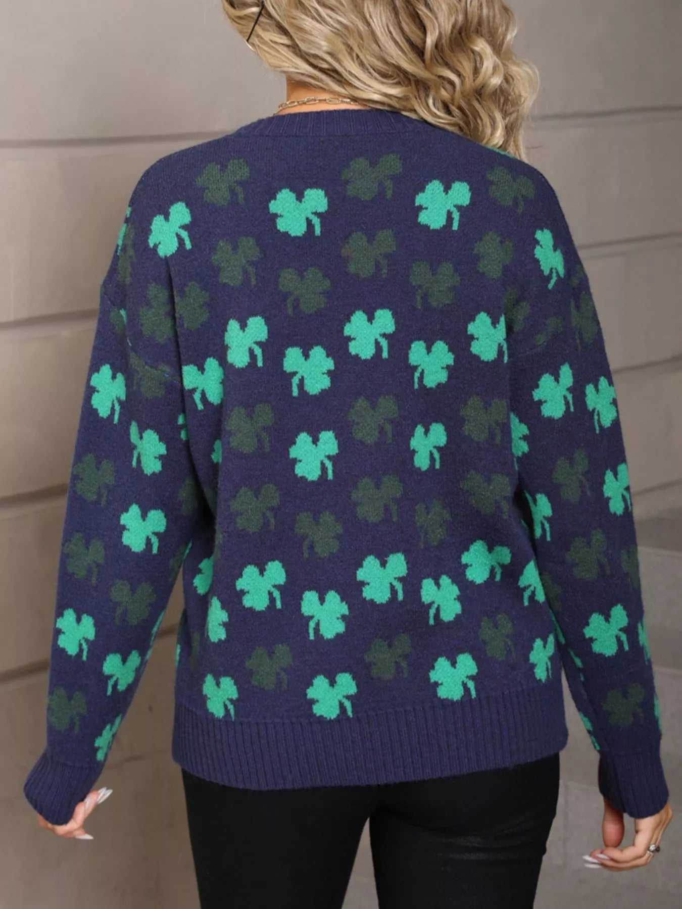 Lucky Clover Crew Neck Sweater 