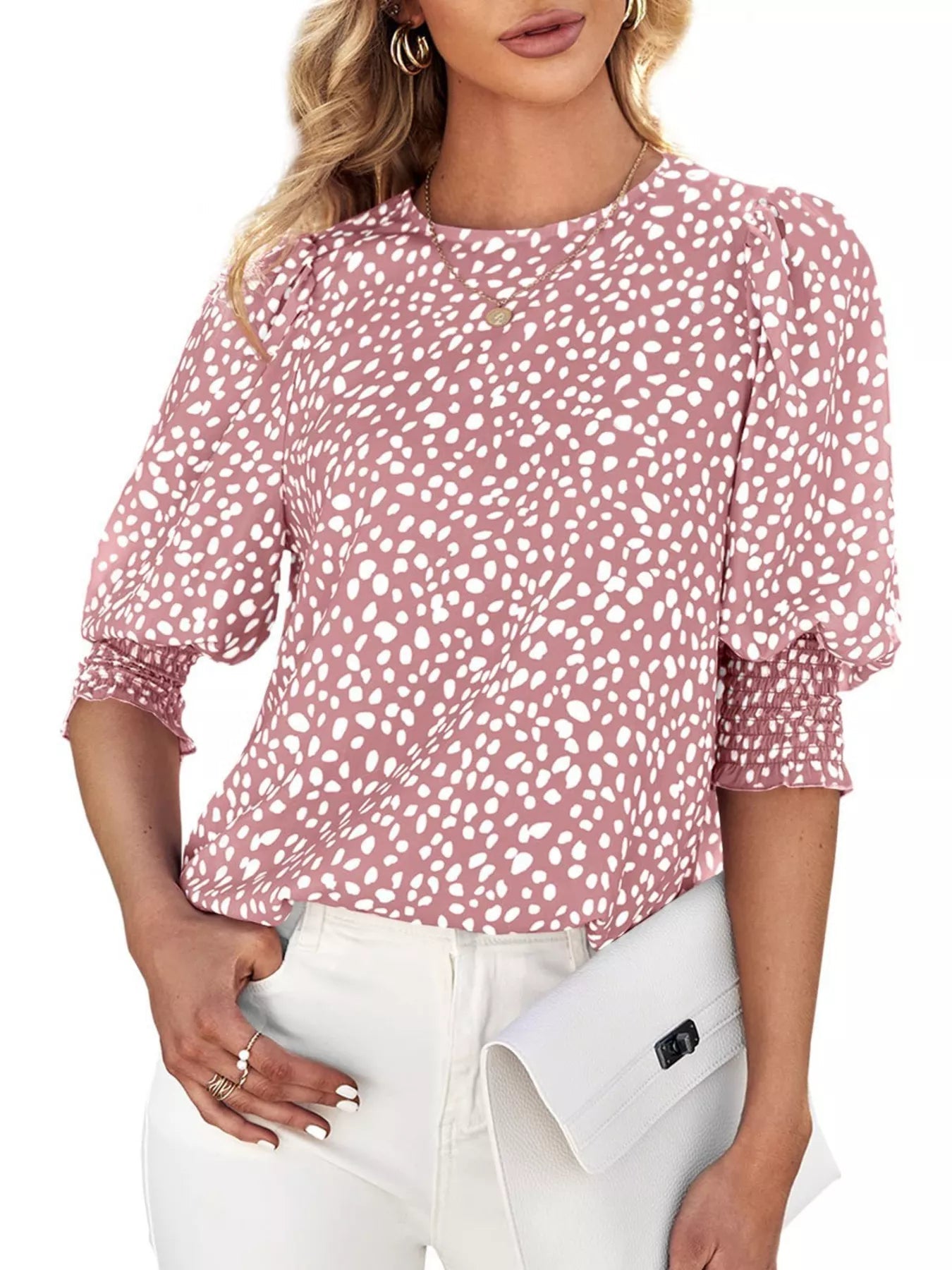 Animal Print Half Sleeve Blouse 