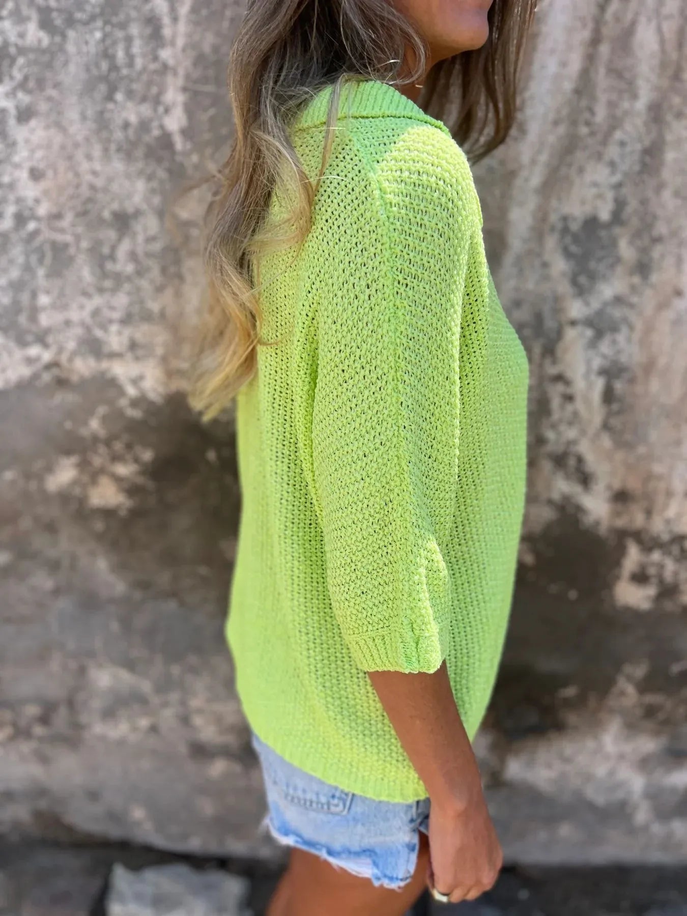 Full Size Johnny Collar Loose Knit Sweater Plus Size 