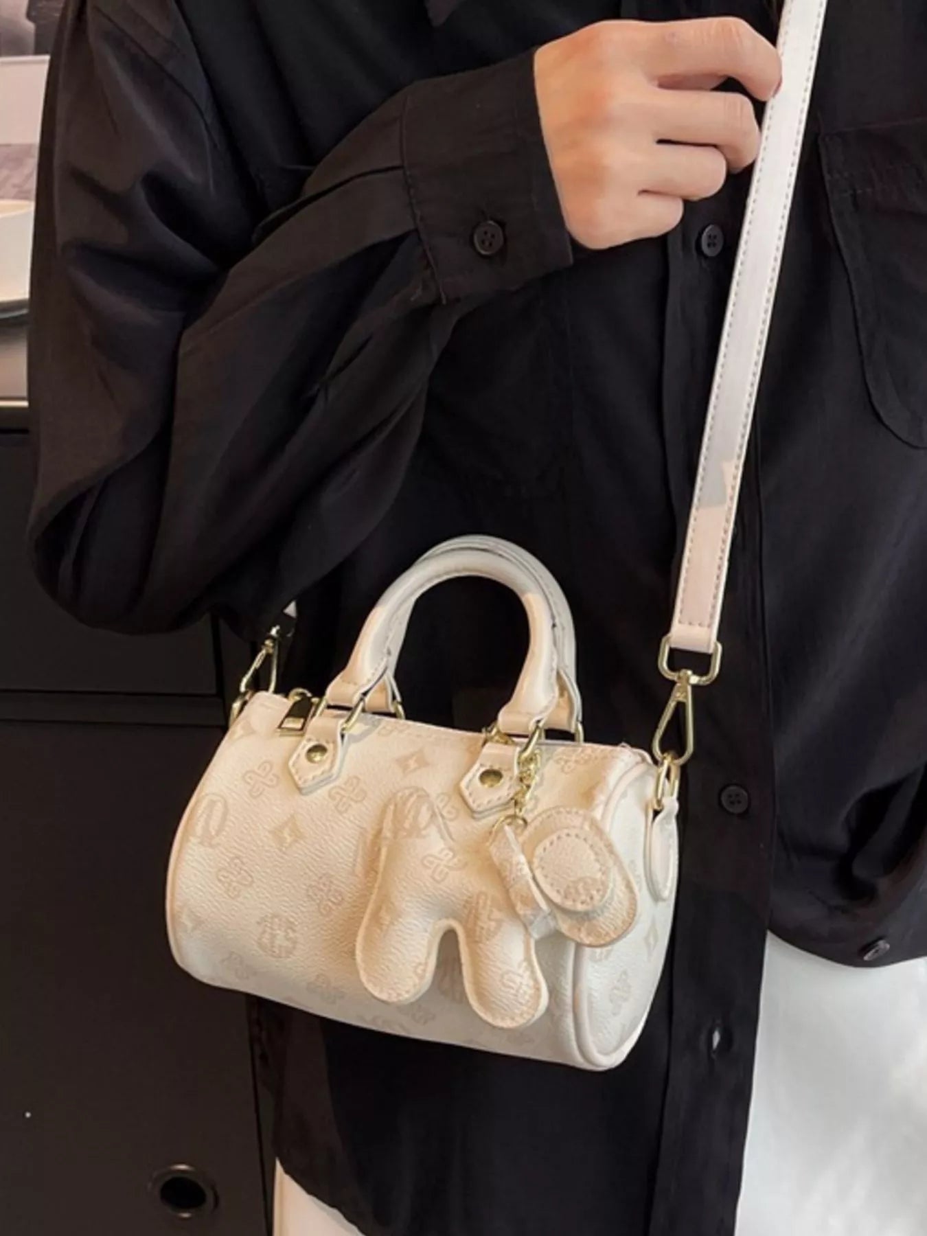 Barrel Crossbody Bag with Charm 