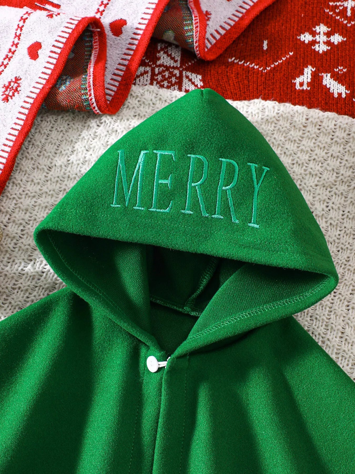 Children's Reindeer Embroidered Christmas Cape Outerwear 