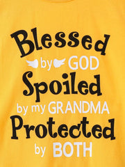 Children's Round Neck Letter Graphic T-Shirt and Distressed Jeans Set 
