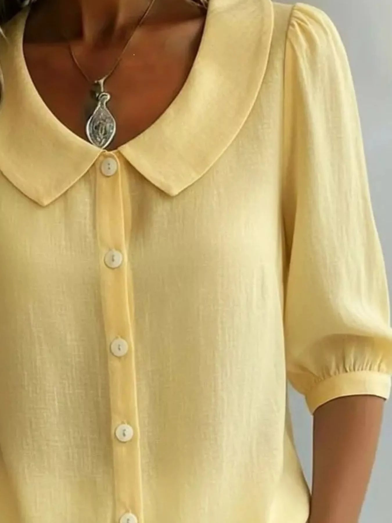 Full Size Peter Pan Collar Button-Down Shirt Plus Size 
