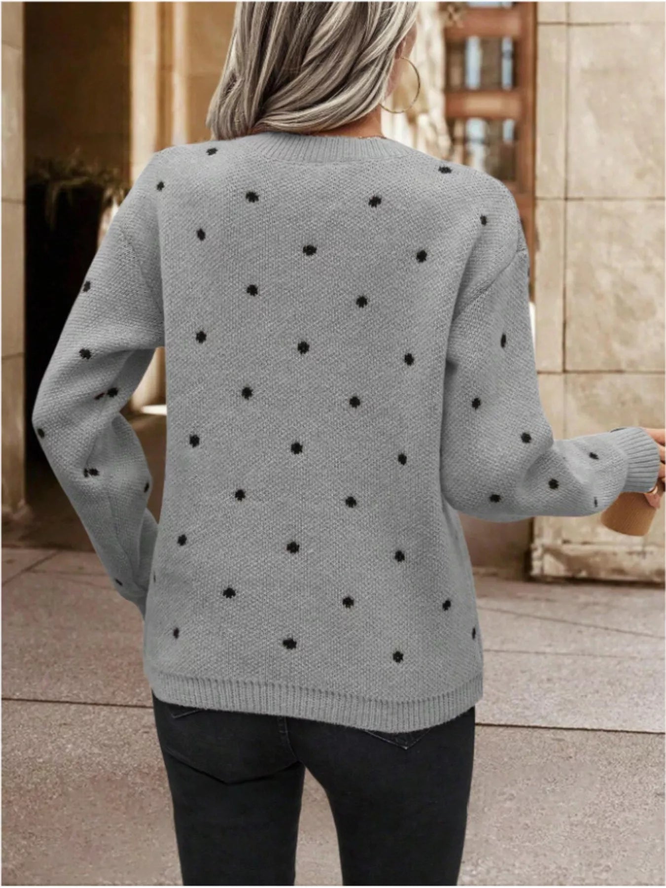 Polka Dot Long Sleeve Sweater 