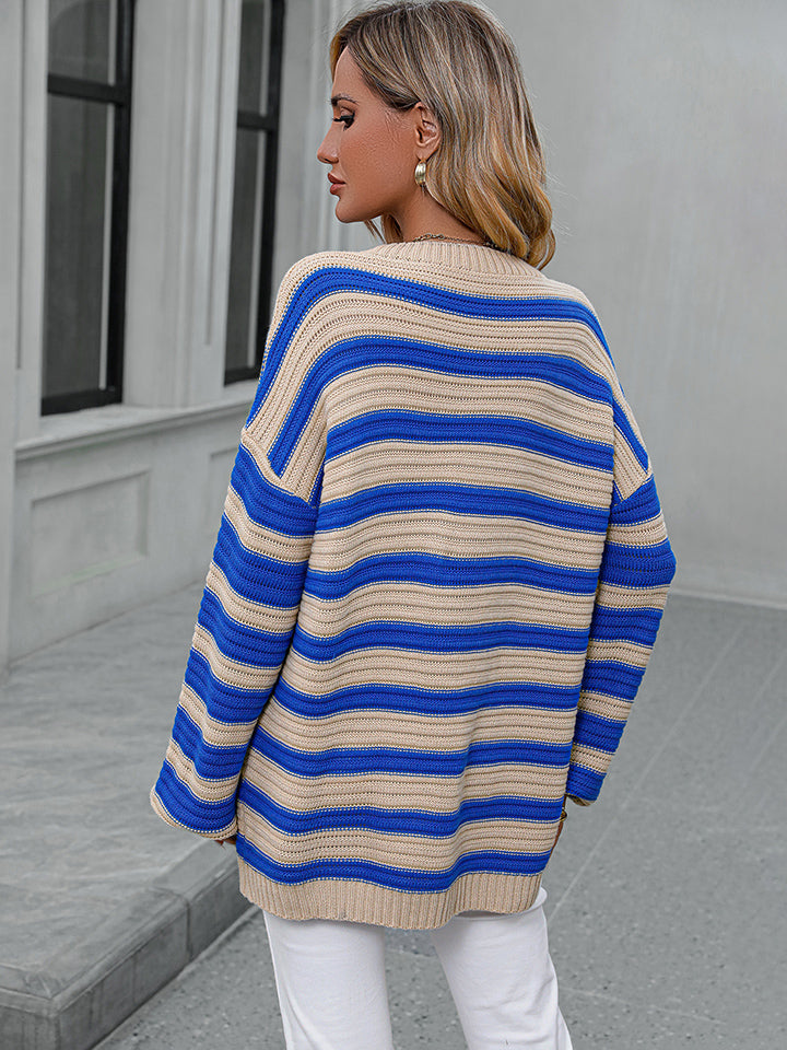 Striped Dropped Shoulder Sweater 