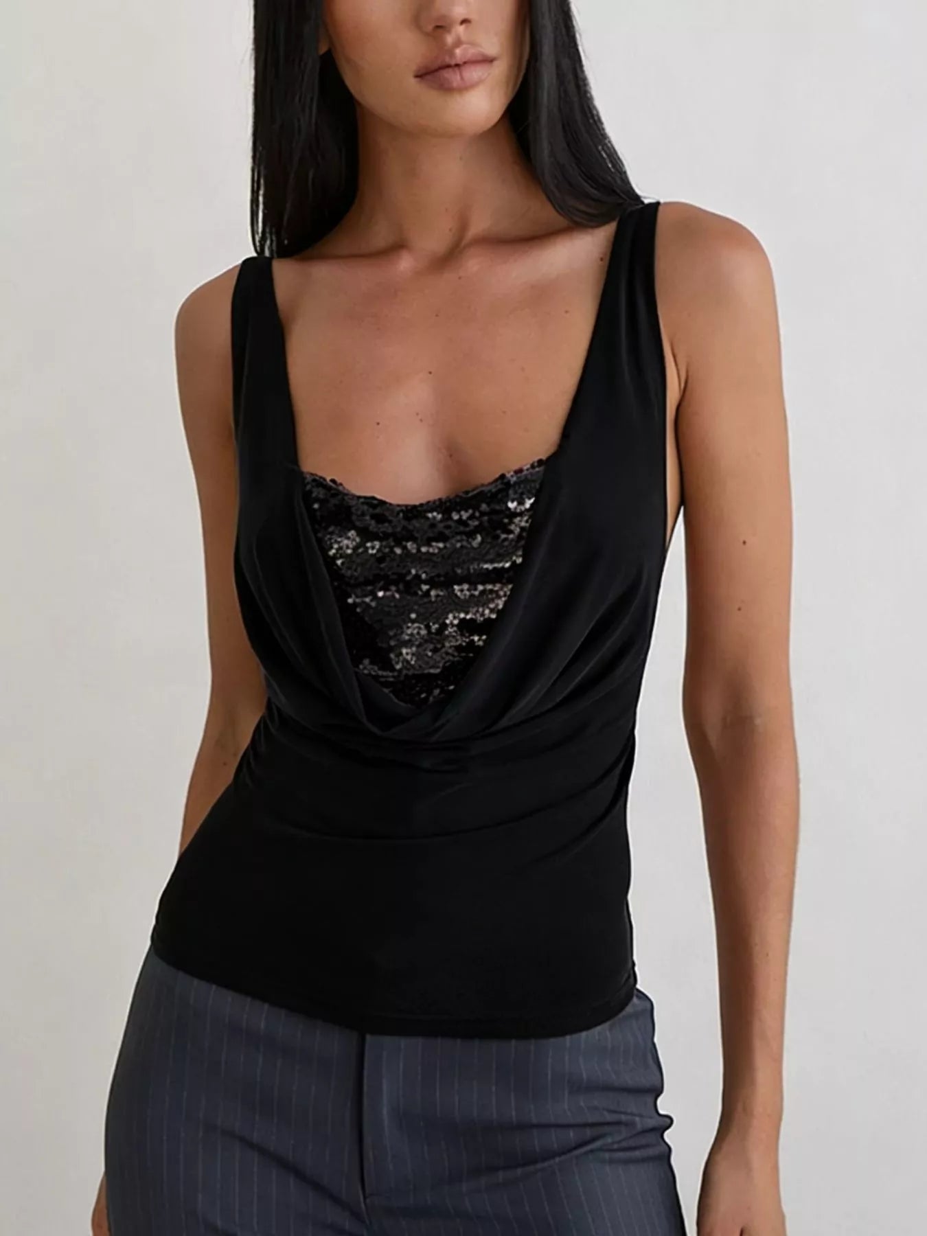Sequin Detail Ruched Tank 
