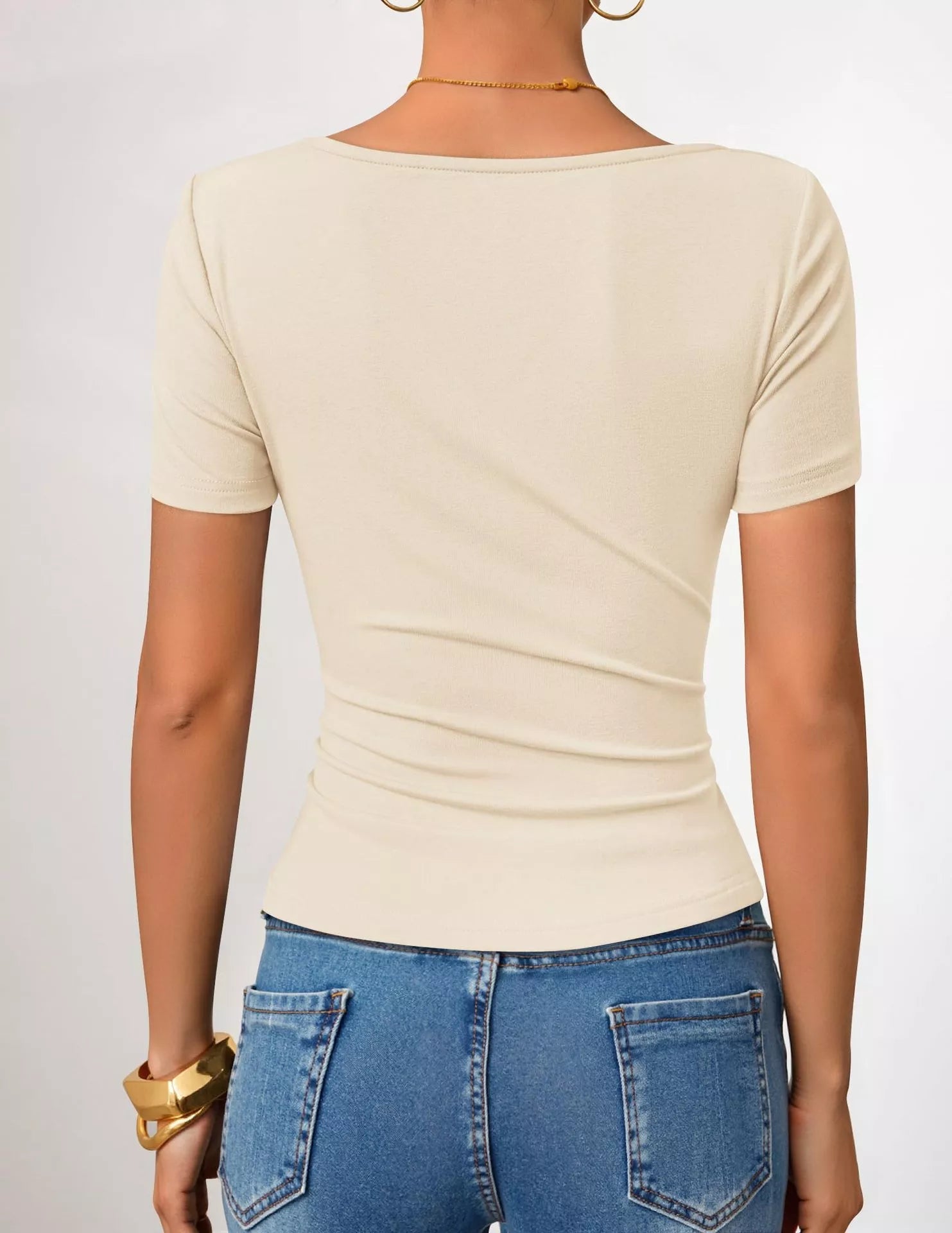 Asymmetrical Neckline Fitted T-Shirt 