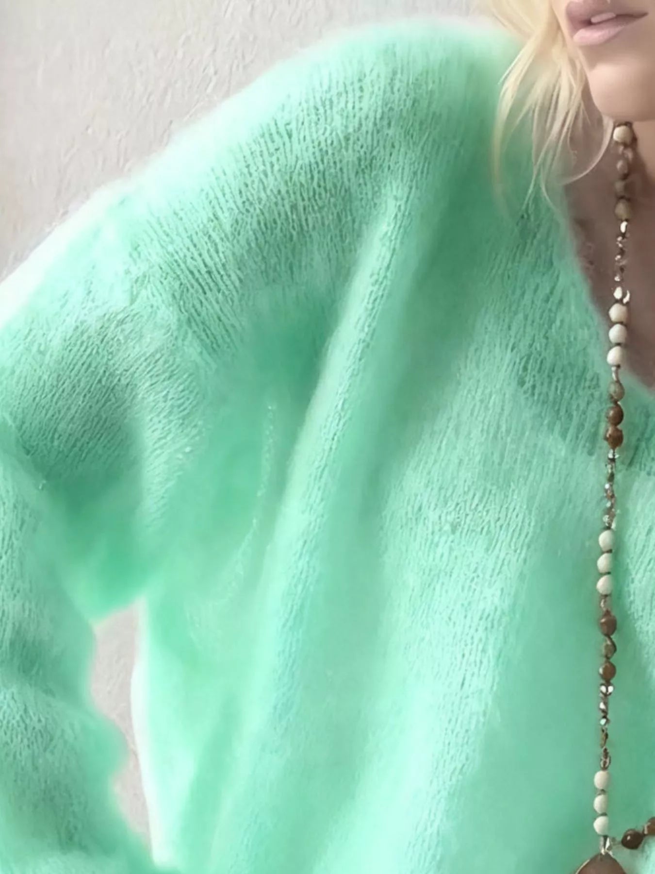 V-Neck Dropped Shoulder Sweater 