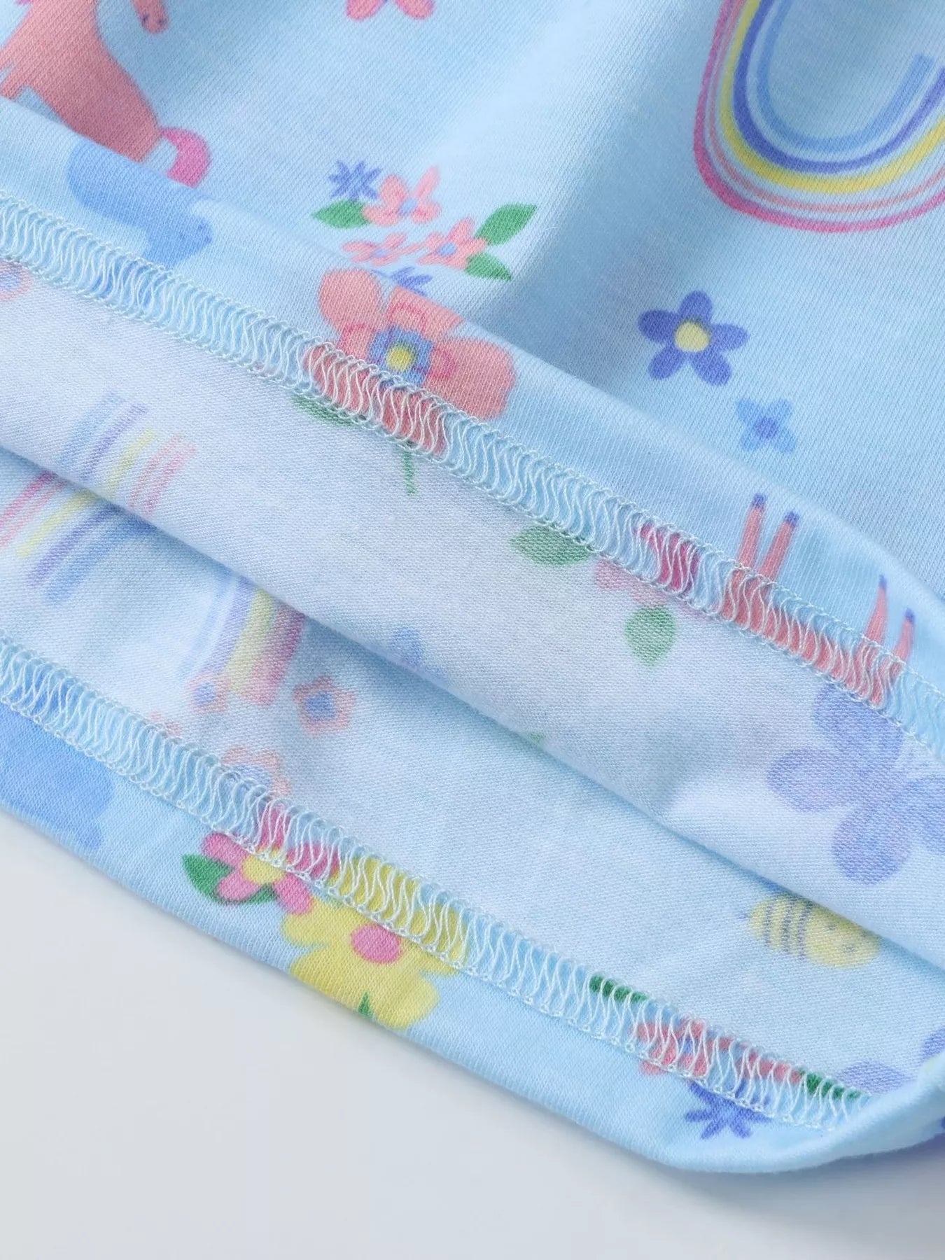 Children's Unicorn Rainbow Print Ruffle Trim Long Sleeve Dress 