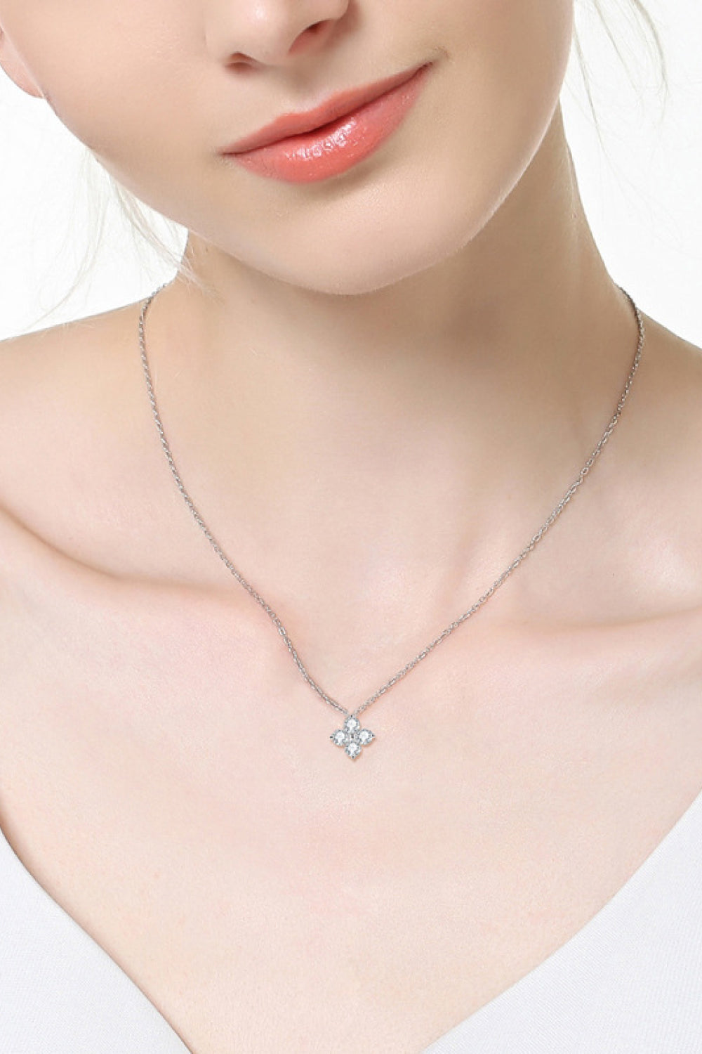Moissanite Four Leaf Clover Pendant Necklace 