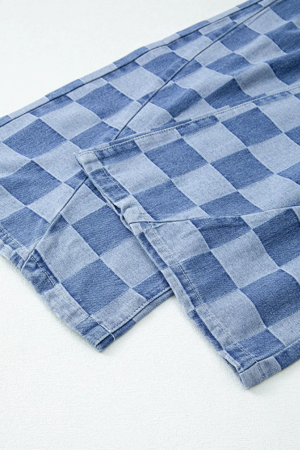 Checkered Wide Leg Jeans with Pockets 