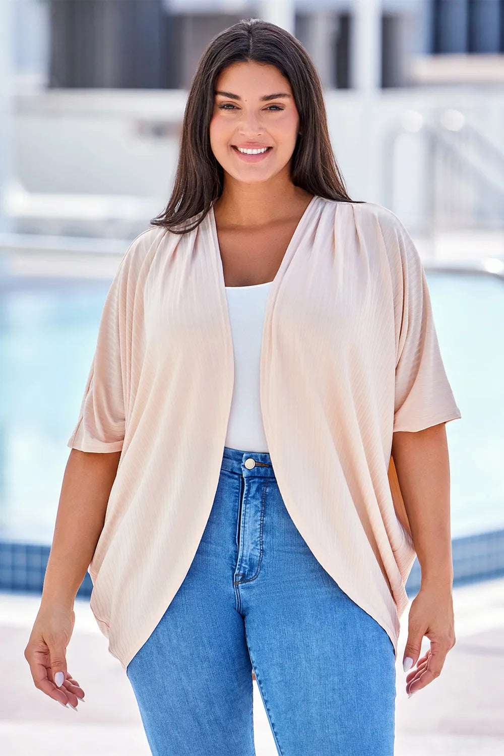 Plus Size Ribbed Cocoon Cover Up 