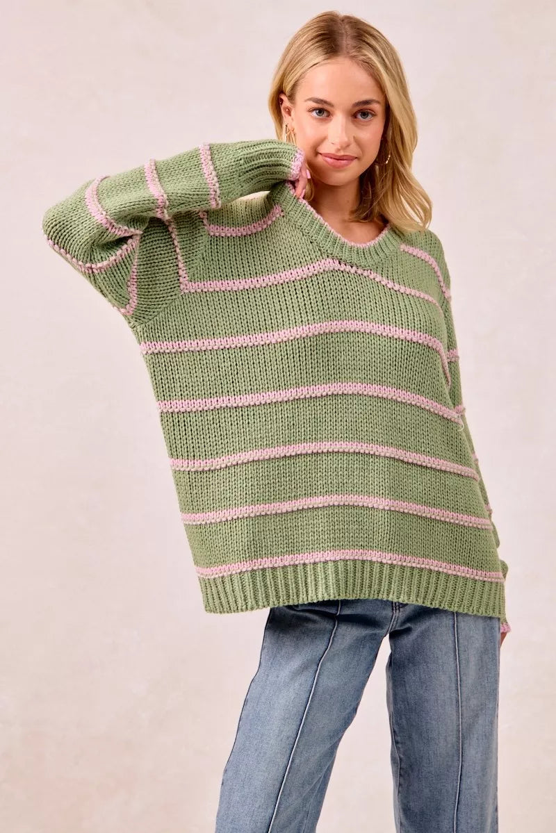BiBi Striped Long Sleeve Sweater 