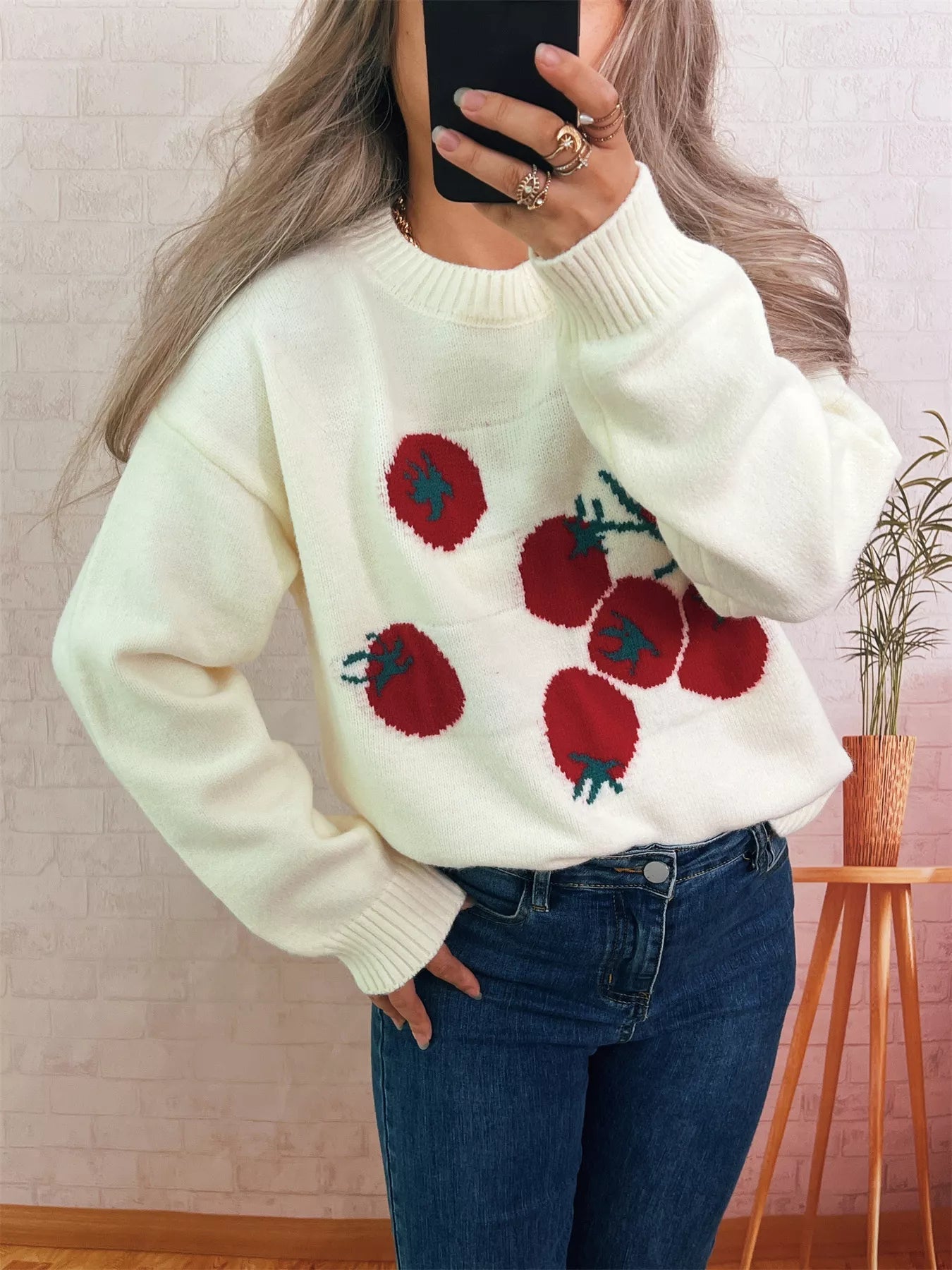 Persimmon Round Neck Long Sleeve Sweater 