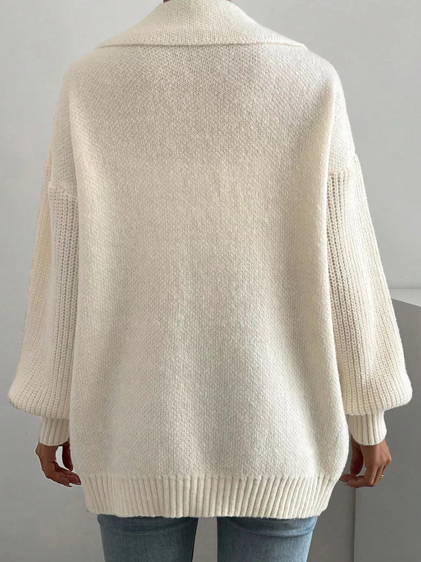Solid Color Knit Lapel Collar Single Button Sweater Cardigan 