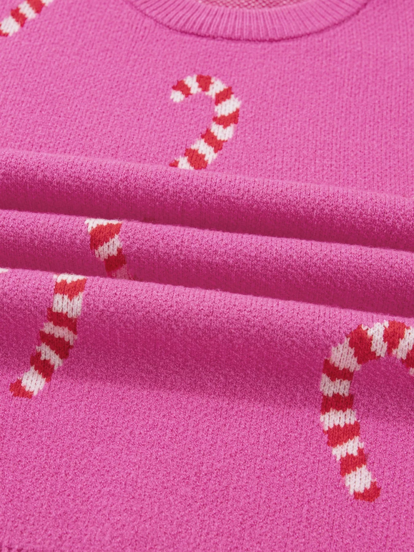Christmas Candy Cane Holiday Drop Shoulder Sweater 
