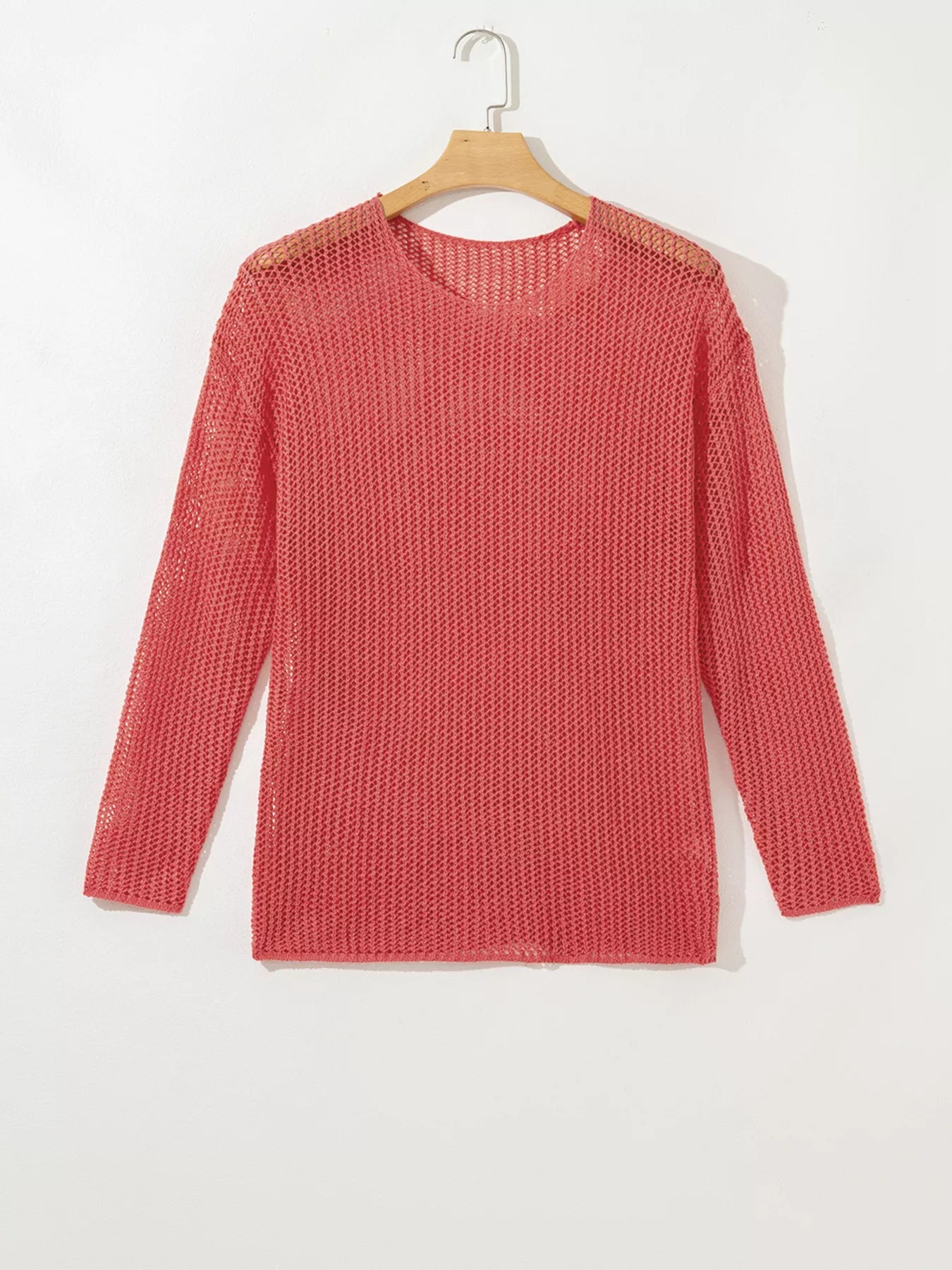 Crochet Hollow Out Long Sleeve Knit Top 