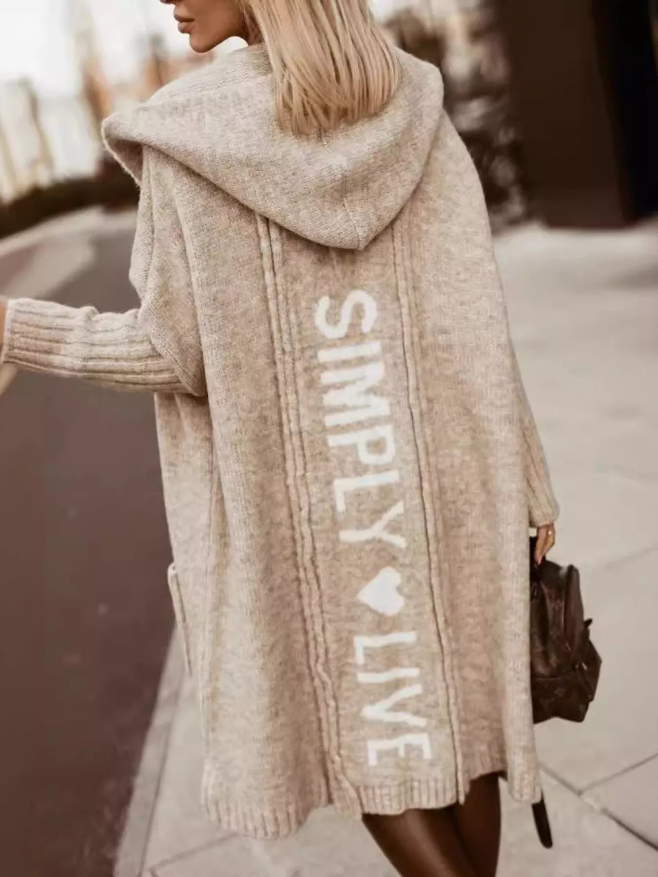 Full Size Hooded Knit Open Front Cardigan Plus Size 