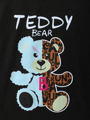 Children's Teddy Bear Round Neck Top and Pants Set 