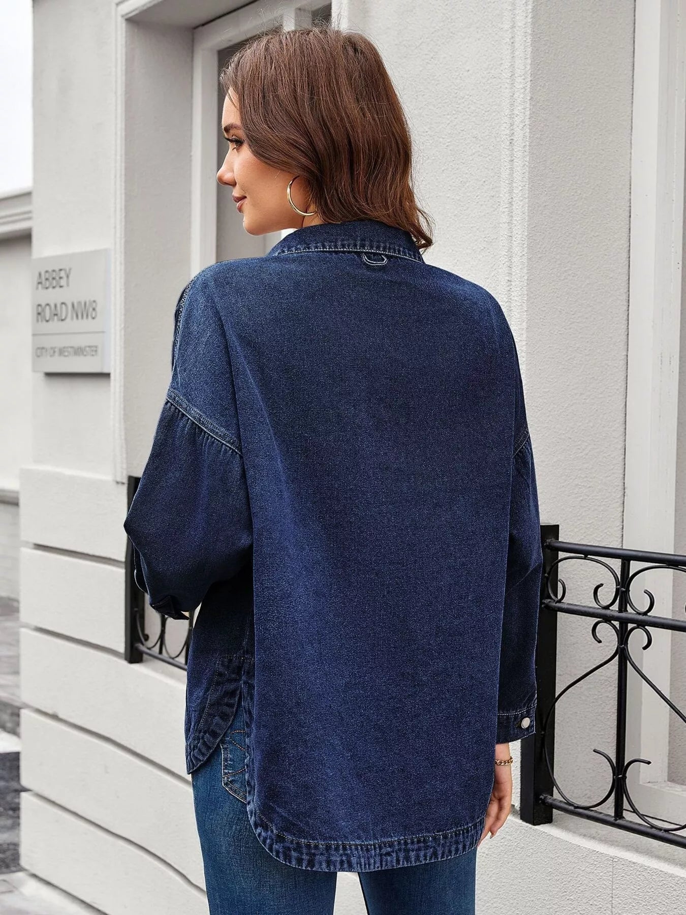 Vintage Wash Button-Down Denim Jacket 