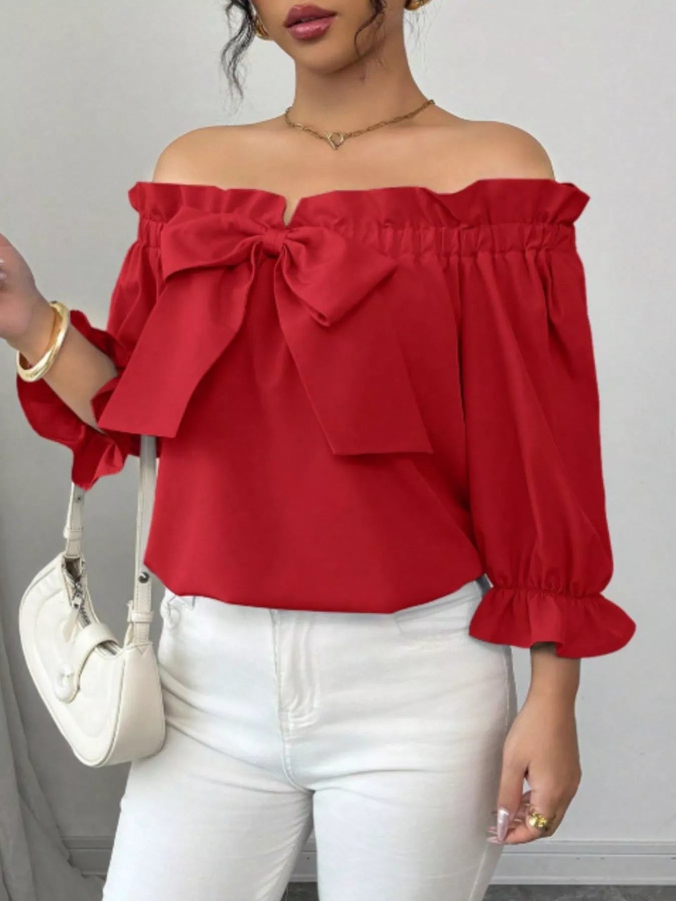 Bow Flounce Sleeve Blouse 