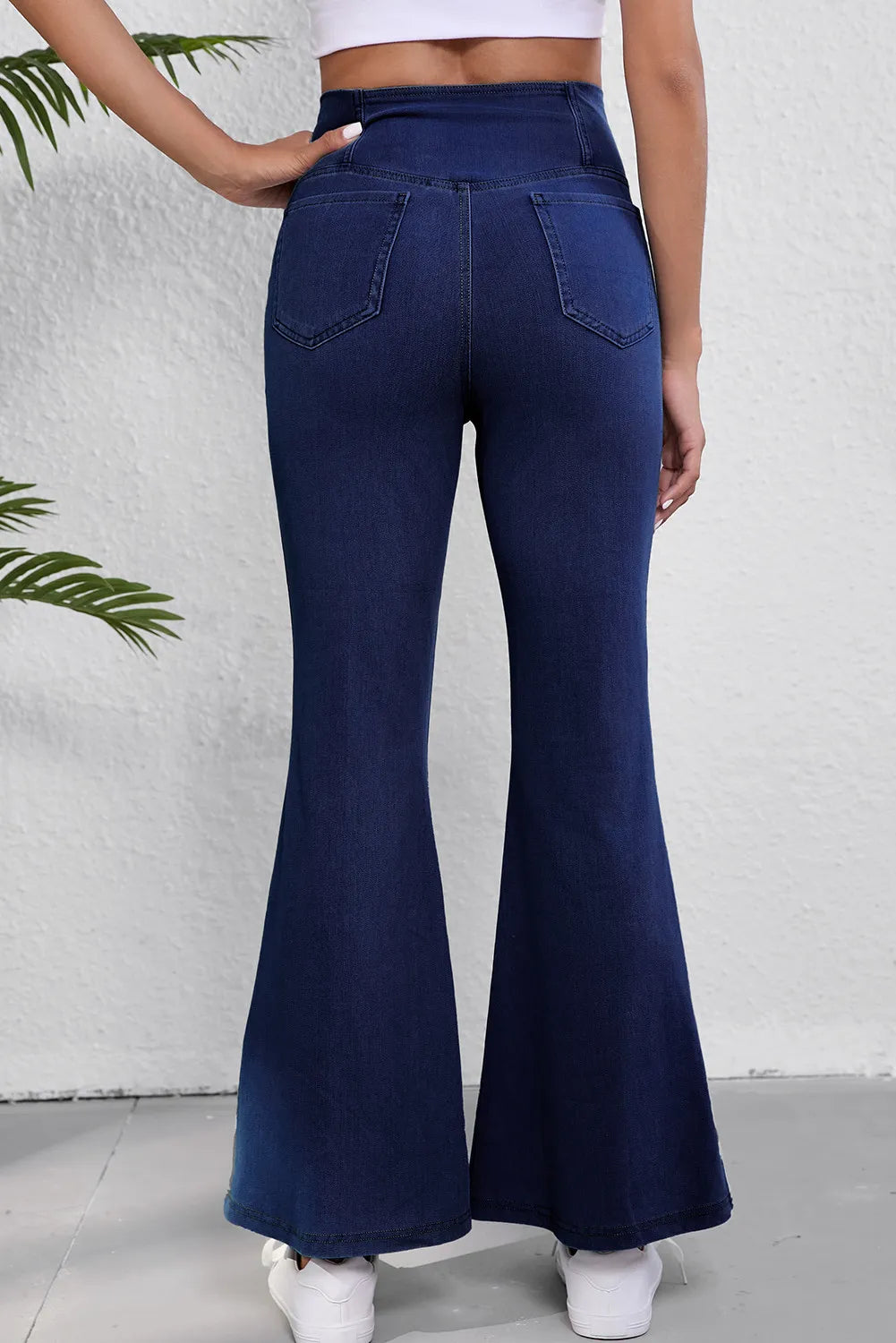Asymmetric Waist Flare Jeans 