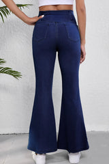 Asymmetric Waist Flare Jeans 
