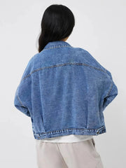 Pocketed Button Up Long Sleeve Denim Top 