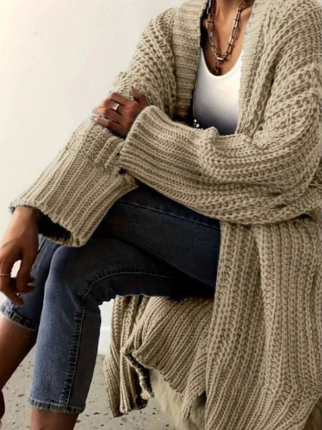 Chunky Knit Open Front Cardigan 