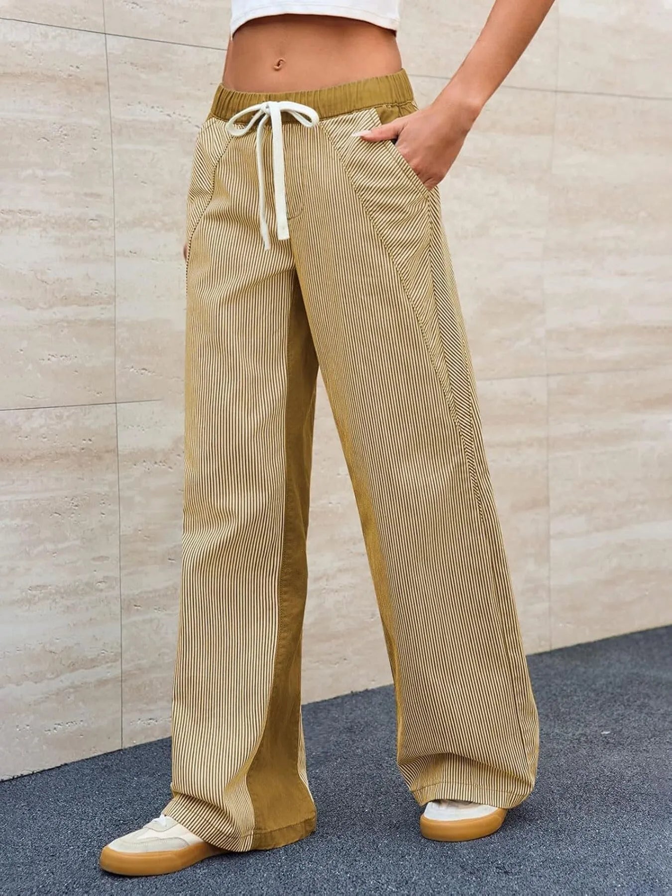 Striped Wide Leg Jeans 