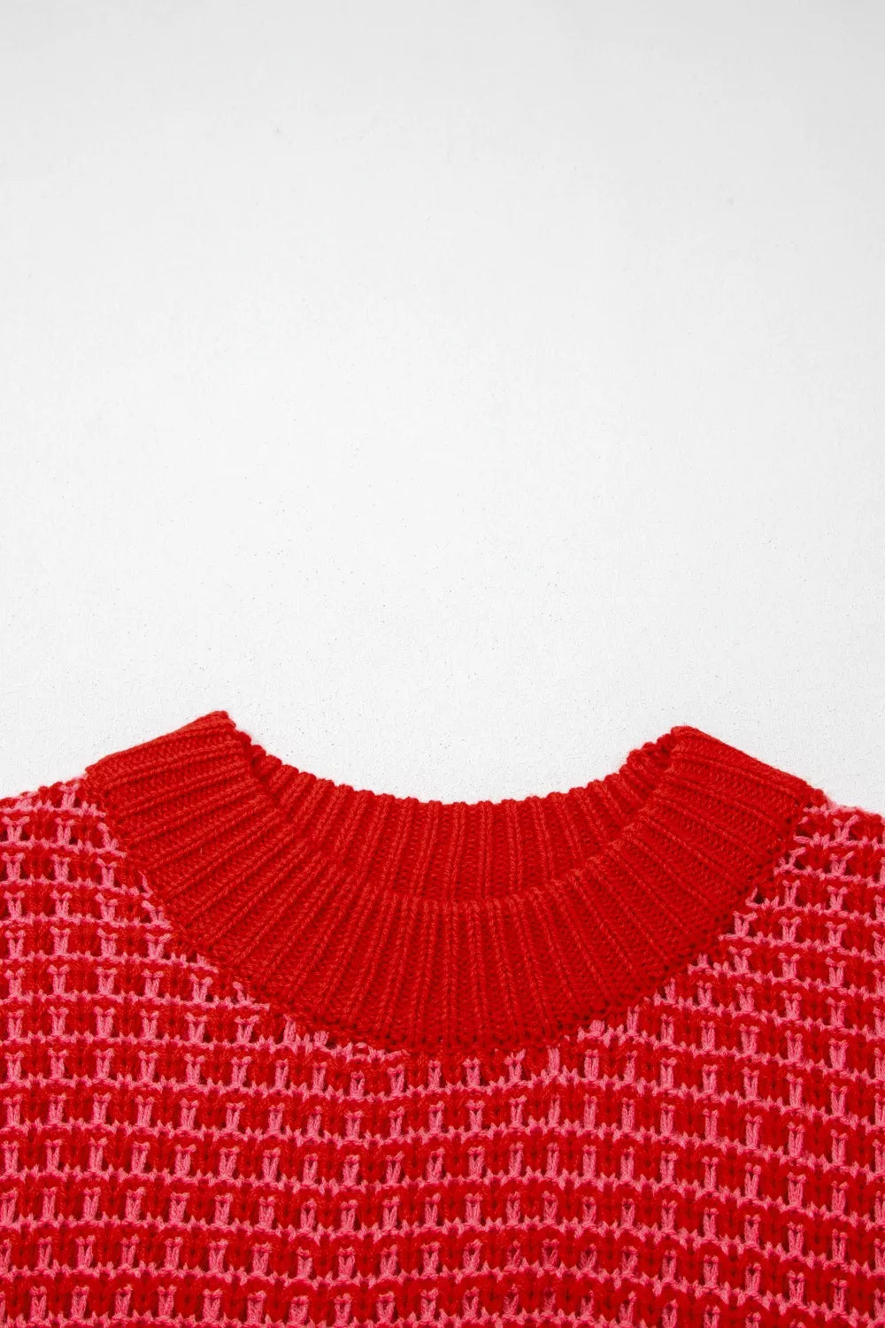 Stripe Wavy Crochet Eyelet Detail Ruffle Half Sleeve Sweater 