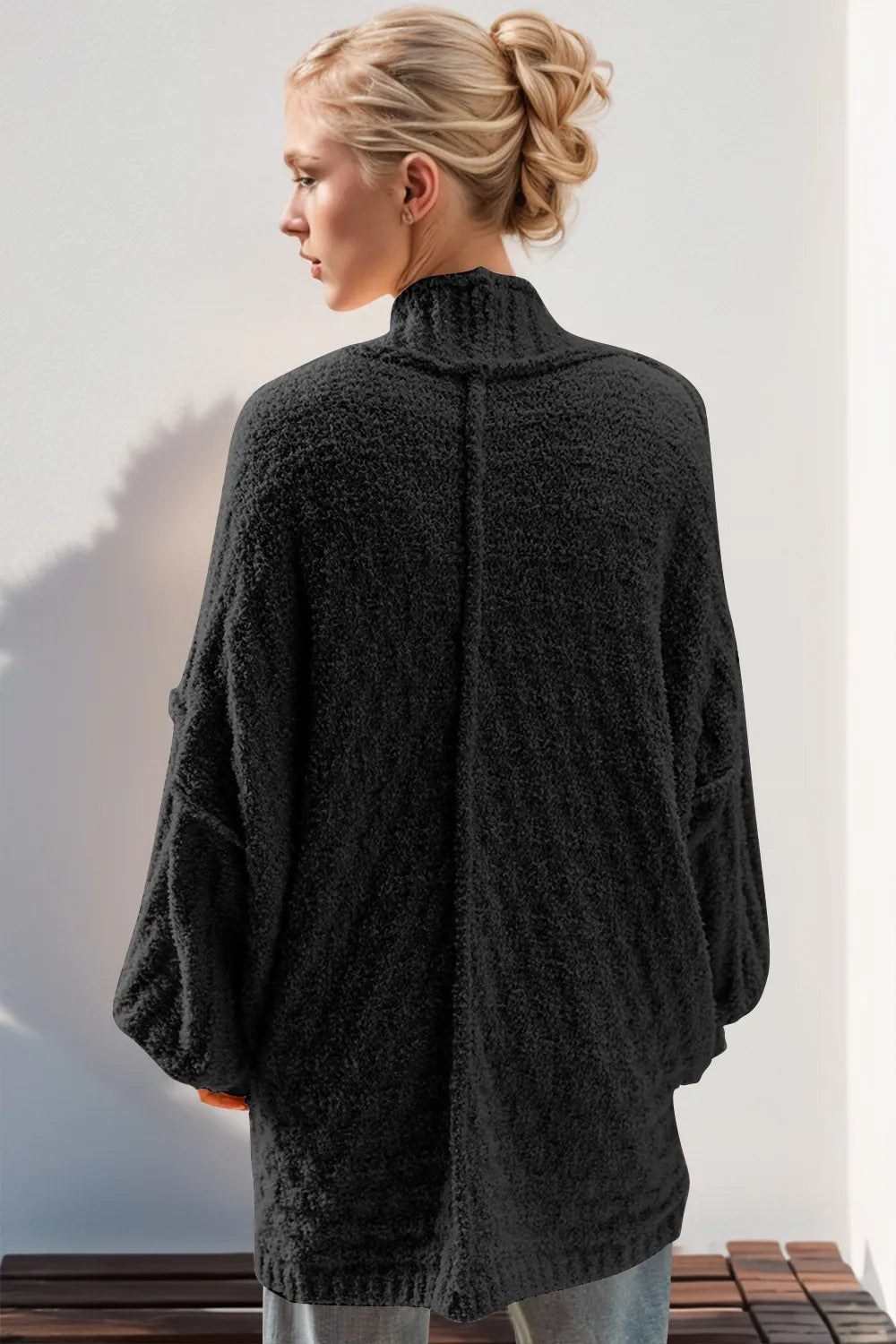 Double Take Full Size Open Front Long Sleeve Cardigan 