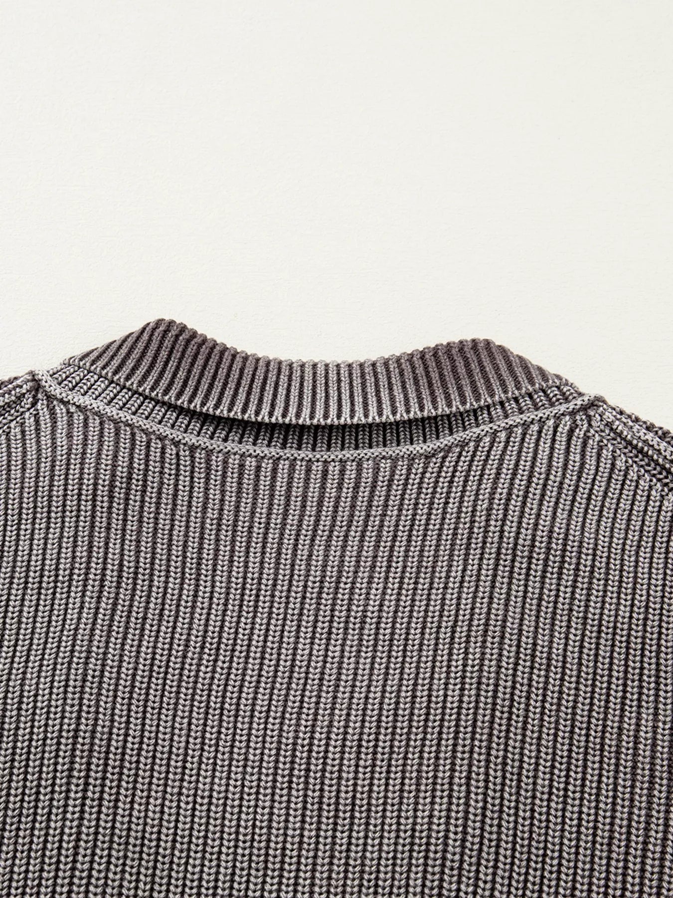 Mineral Wash Exposed Seam Patchwork Knit Open Sweater Cardigan 
