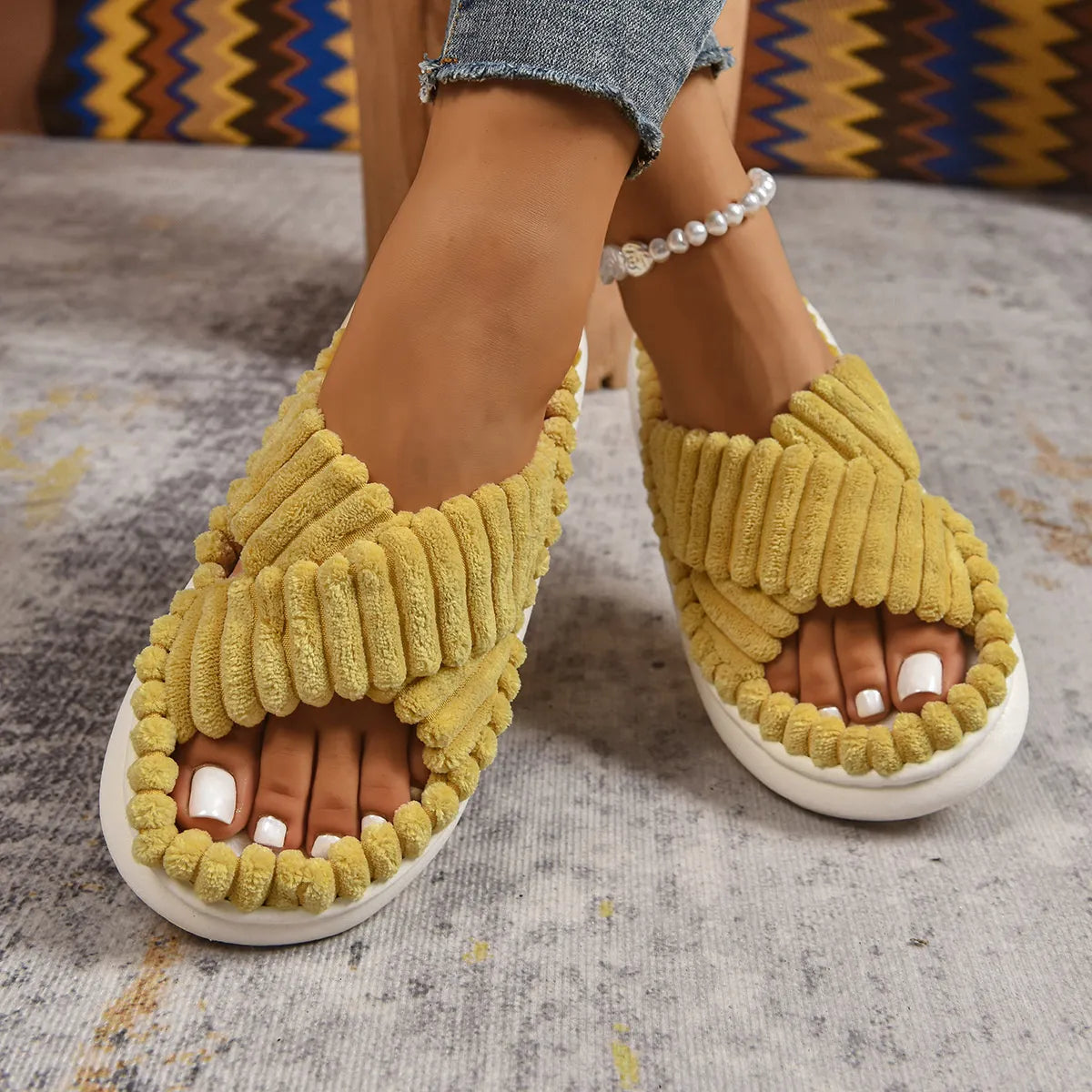 Crisscross Open Toe Platform Slippers 
