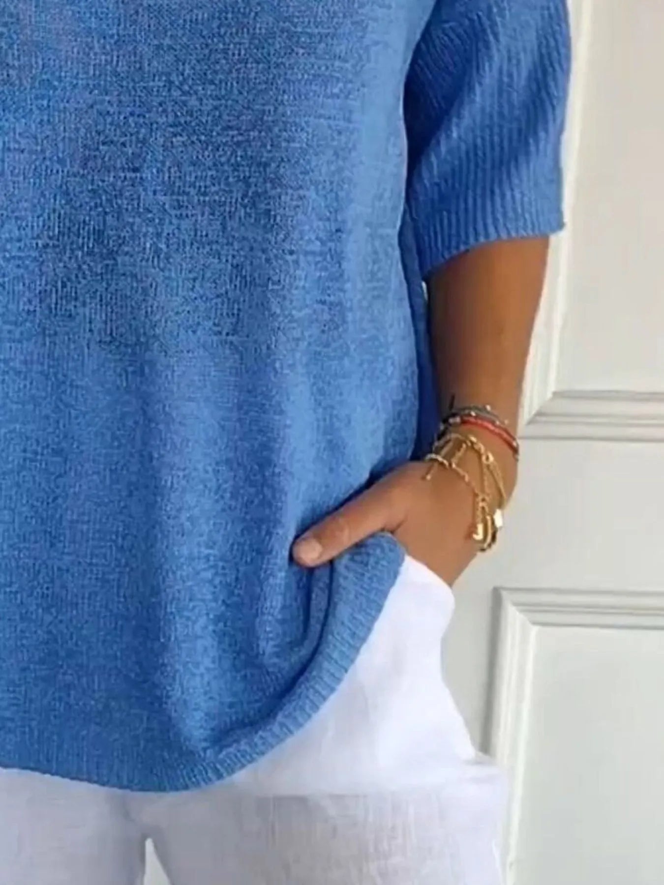 Full Size Relaxed Fit Ribbed Hem Sweater Plus Size 