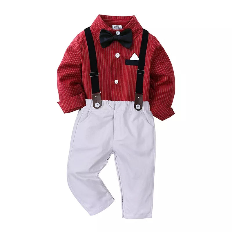 Children's Striped Shirt and Overall Set 