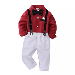 Children's Striped Shirt and Overall Set 