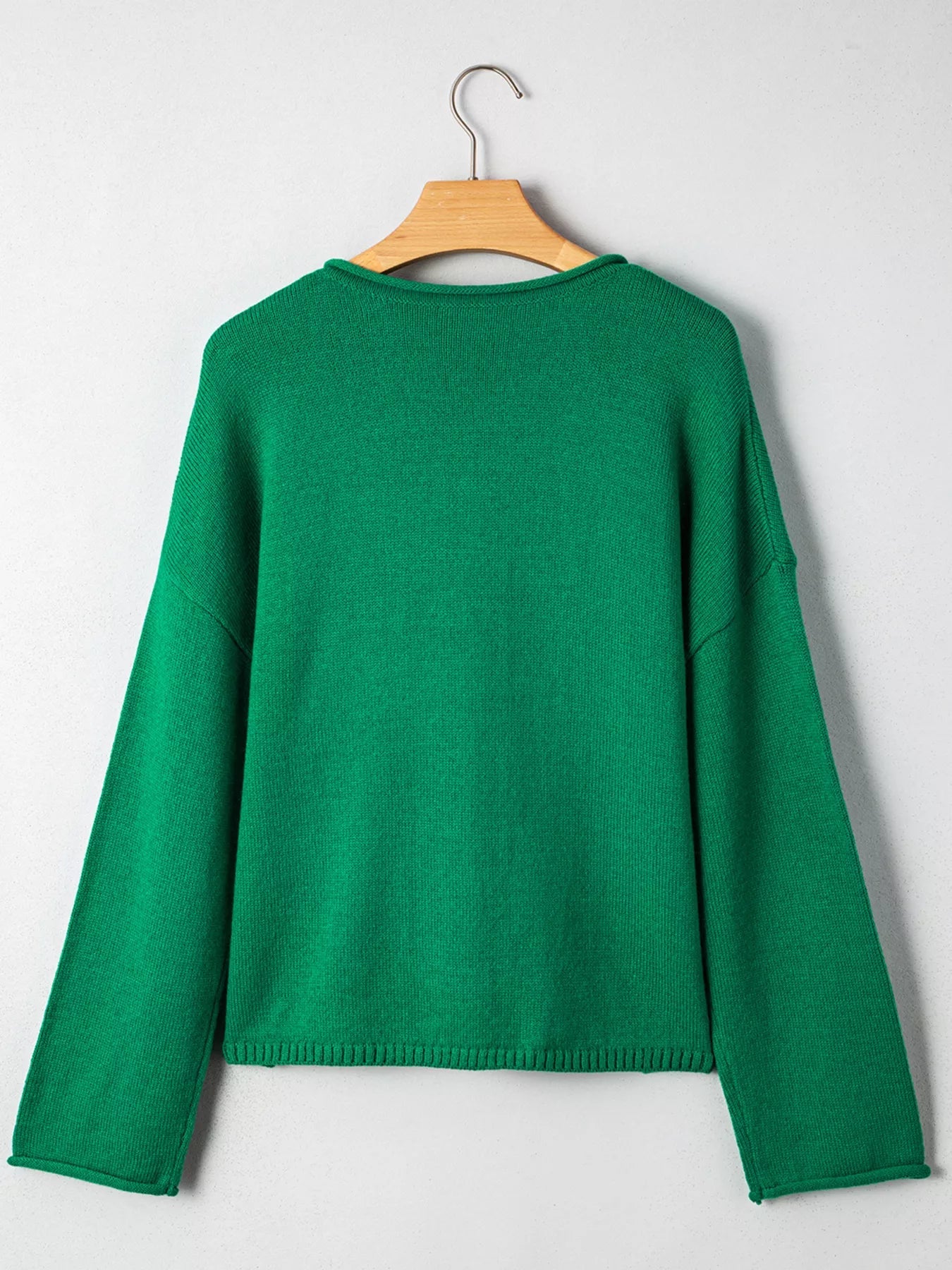 Solid Color Knit Button Drop Shoulder Sweater Cardigan 
