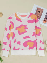 Leopard Print Drop Shoulder Baggy Sweater 