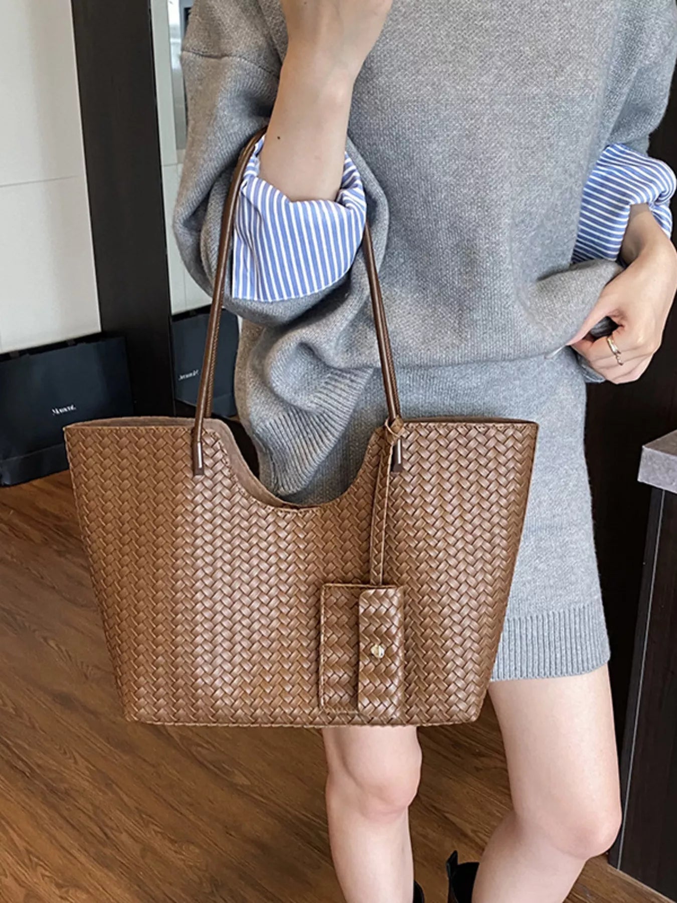 Woven Texture Large Capacity Tote Bag 