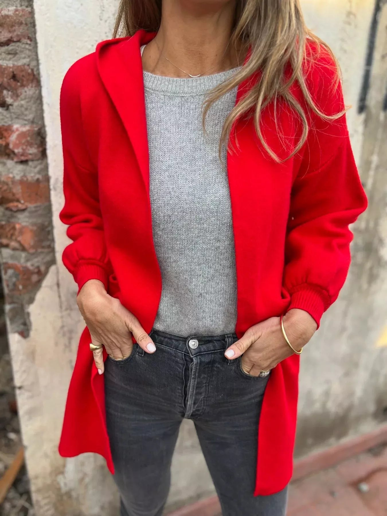 Full Size Open Front Drop Shoulder Hooded Cardigan Plus Size 